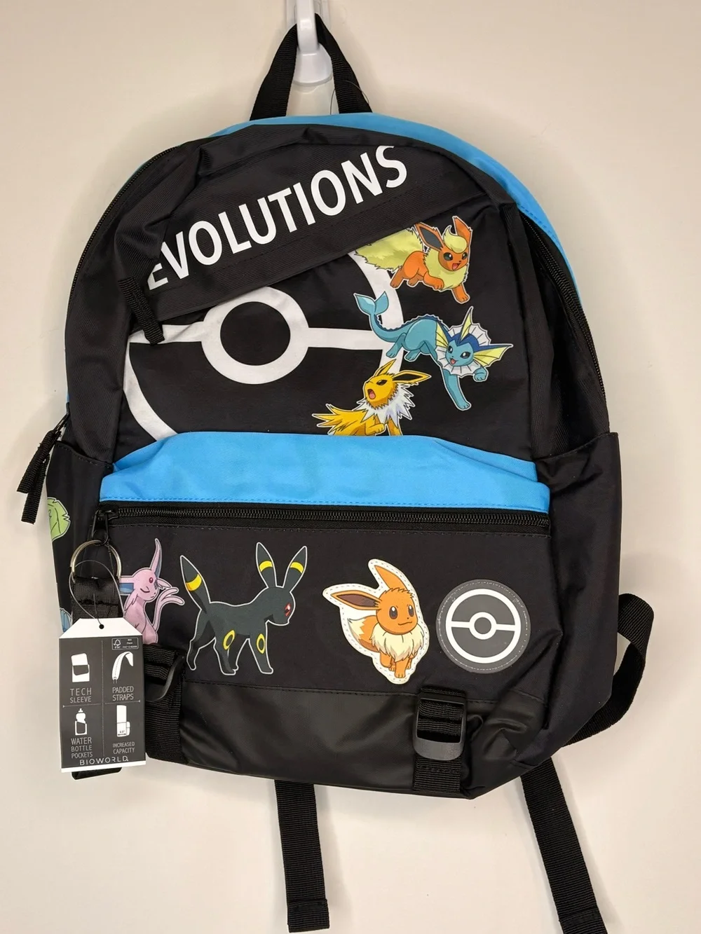 Bioworld Pokemon Eevee EVOLUTIONS Black & Blue Backpack NWT